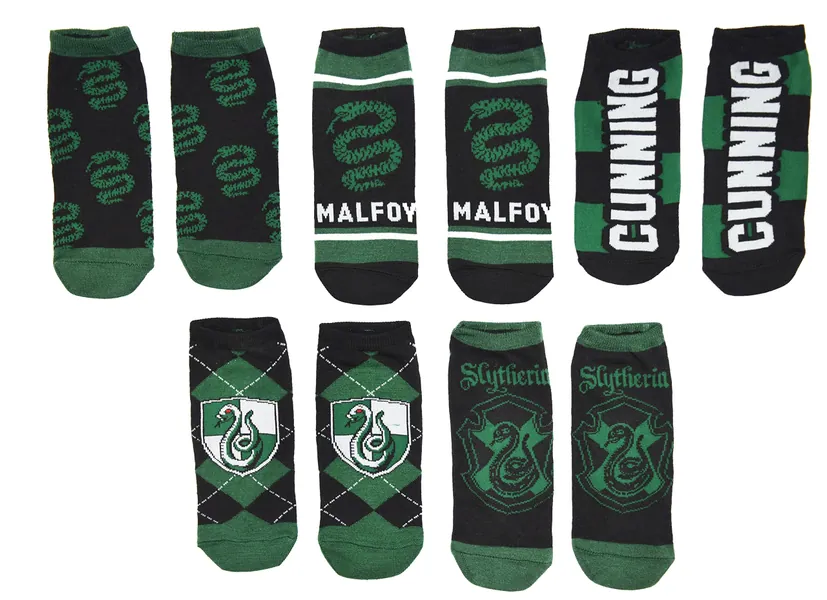 Harry Potter 5 Pack No Show Ankle Socks - Shoe Size: 6-12 Slytherin