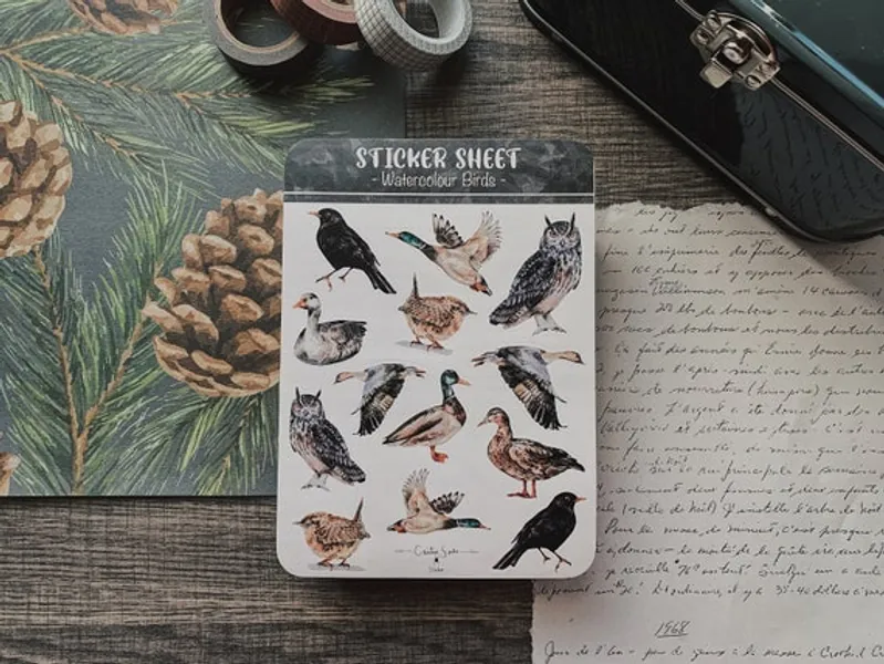 Watercolour Birds Sticker Sheet  Forest Stickers  Bird | Etsy