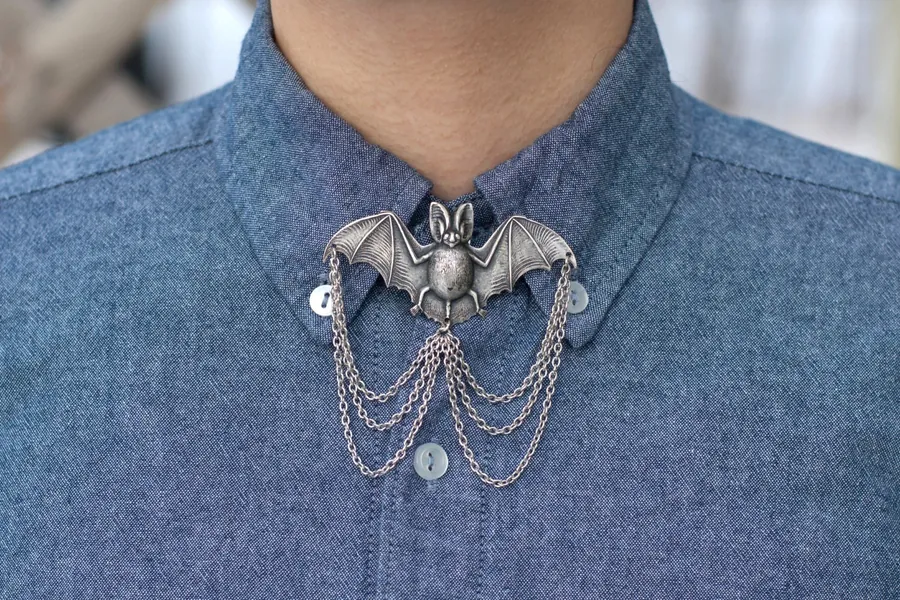 Bat Collar Pin/ Tie Pin - Silver, Bronze, or Gold