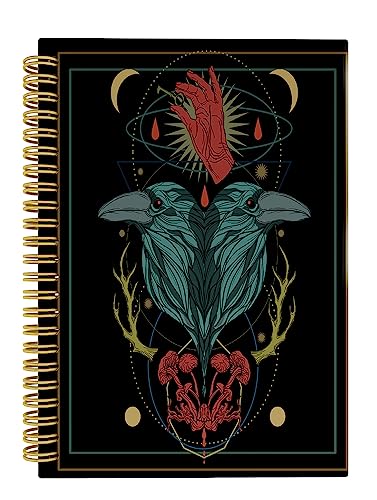 Knibeo Witch Raven Journal Notebook - Witch Gifts, Witchy Journal, 5.5×8.3 Inch Vintage Mushroom Spiral Bound Notebook, Gothic Journal, Tarot Journal Notebook