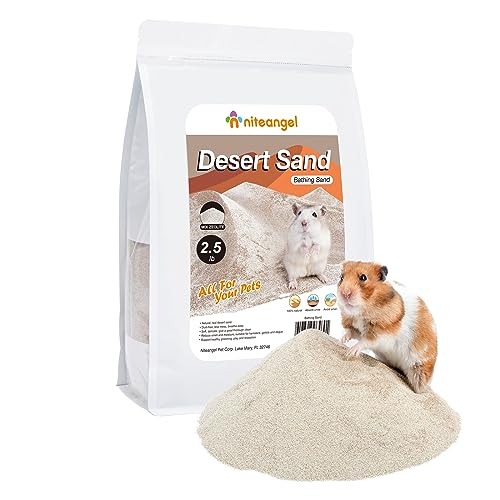 Niteangel Hamster Desert Bath Sand | No-Dust Bath or Potty Litter Sand for Hamster Chinchillas Gerbil Mice Degu or Other Small Pets (2.5LB, Desert Sand & Zeolite Particles) - 2.5LB - Desert Sand & Zeolite Particles
