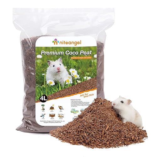 Niteangel Natural Coco/Cork Hamster Bedding Pet Litter for Dwarf Syrian Hamsters, Gerbils, mices, Degus or Other Small Animal - Coco Peat - 4L