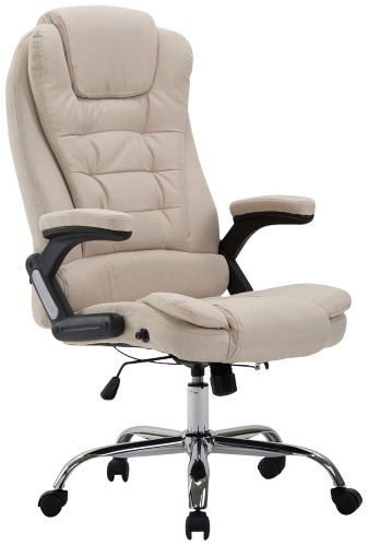 CLP Fauteuil De Bureau Thor XXL en Tissu I Chaise De Bureau Rembourrée Pivotante avec Accoudoirs I Hauteur Réglable I Poids admis Max. 150 kg, Couleur:crème