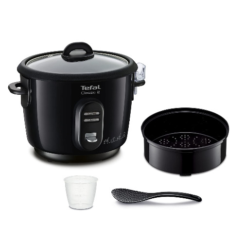 Tefal Classic 2 Cuiseur A Riz 3L Cuve Anti-Adhesive Arrêt Automatique Maintien Au Chaud Panier Vapeur Noir Metalise RK102811
