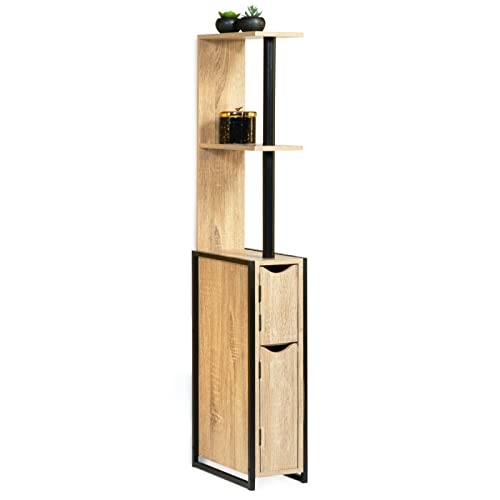 IDMarket - Meuble WC 2 Portes Detroit avec étagères Design Industriel