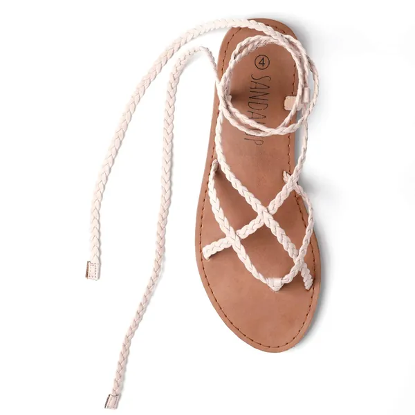 SANDALUP Women Braided Tie up Sandals