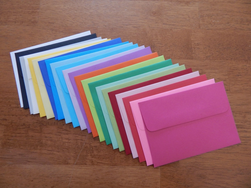20 Multi-Color Envelopes in A7, A6, A2 & A1 Sizes -