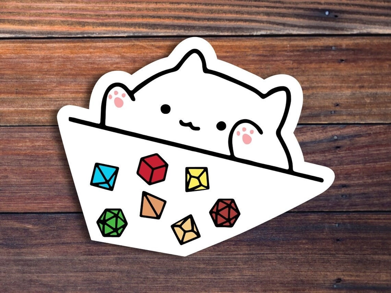 Cat Throwing Dice Vinyl Sticker, Rpg Sticker, Tabletop Gaming Sticker. RPG Sticker, Cat Sticker, Game Master Rpg Sticker, GM Sticker