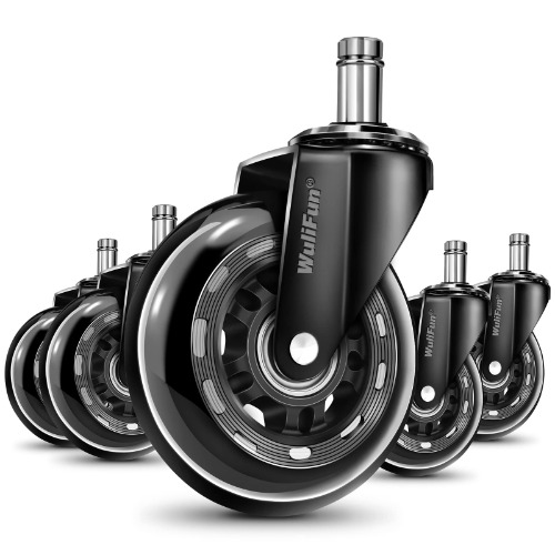 Office Chair Wheels, Set of 5, Replacement Desk Chair Casters, Heavy-Duty Computer Gaming Wheels Caster Smooth and Quiet, Rubber Chair Wheels Replacement, Universal Fit 3" Chair Casters - 