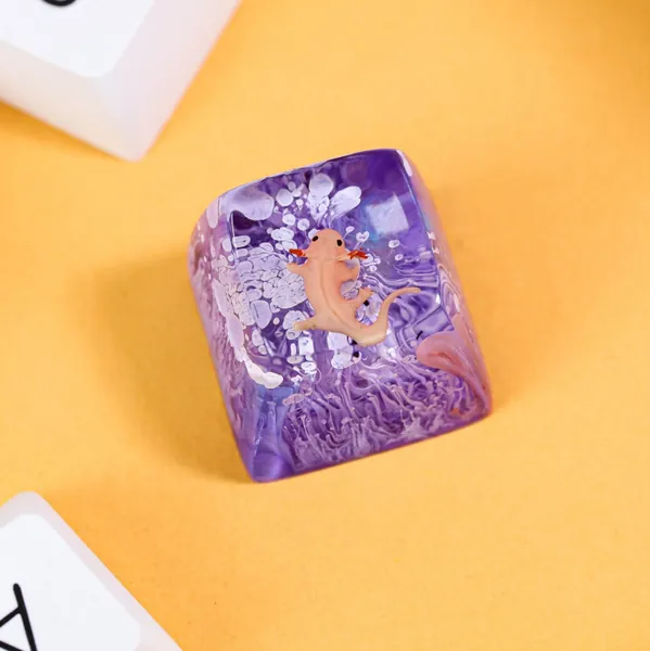 Axolotl artisan keycap for cherry MX keyboard, Minecraft axolotl SA profile keycap, Handmade Artisan Keycap, Axolotl gifts
