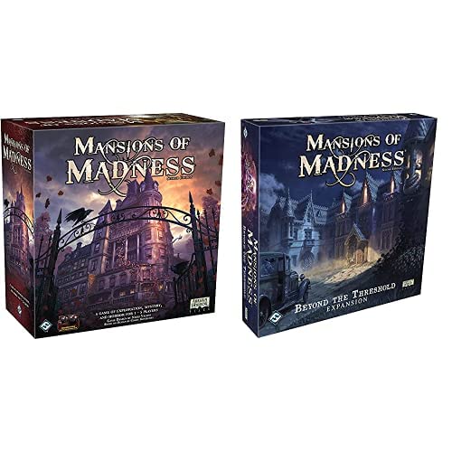 Mansions of Madness and Beyond The Threshold Board Game Bundle, Includes Base Game and Beyond The Threshold Expansion, Cooperative Horror Mystery Game for Adults, Made by Fantasy Flight Games - Mansions of Madness & Expansion Bundle