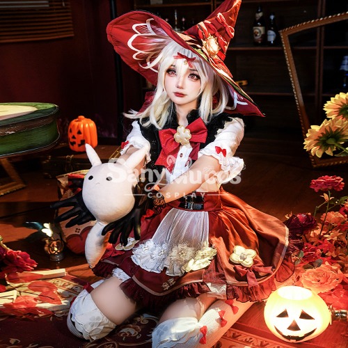 【Pre-Sale】Game Genshin Impact Cosplay Blossoming Starlight Klee Cosplay Costume Premium Edition - S