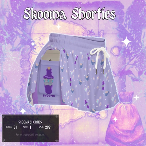 Skooma Shorties -  Moon Sugar and Soul Gems Flowy Shorts| Ladies Shorts, Gamer Gifts *RARE*