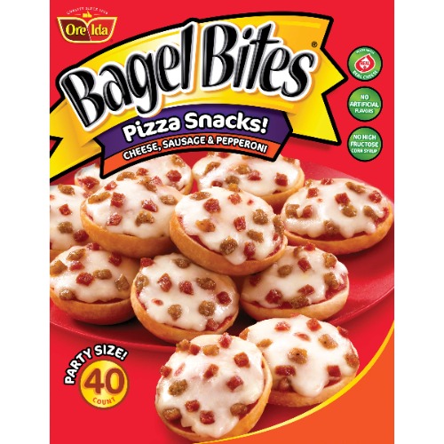 Bagel Bites Cheese (Sausage & Pepperoni Mini Pizza Bagel Frozen Snacks, 40 ct Box)