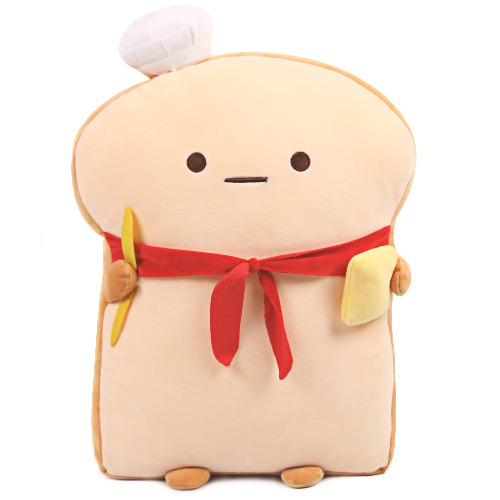 Bread Shape Plush Hugging Pillow with Red Scarf