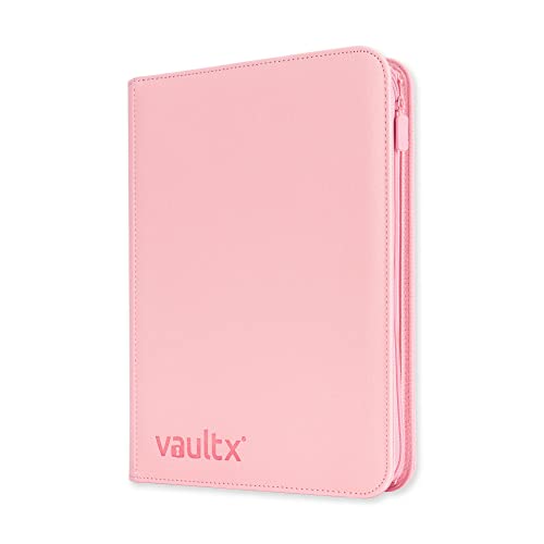 Vault X Premium Exo-Tec® Zip Binder - 9 Pocket Trading Card Album Folder - 360 Side Loading Pocket Binder for TCG (Pink) - Pink