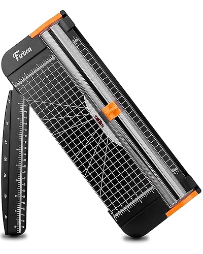 Firbon A4 Paper Cutter 12 Inch Titanium Paper Trimmer Scrapbooking Tool with Automatic Security Safeguard and Side Ruler for Craft Paper, Coupon, Label and Cardstock (Black) - 1-black