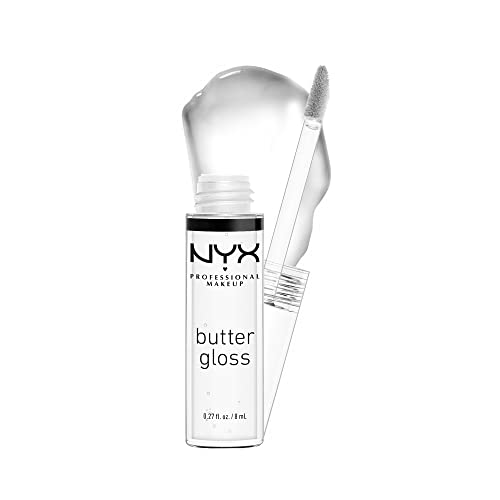 NYX PROFESSIONAL MAKEUP Butter Gloss, Non-Sticky Lip Gloss - Sugar Glass (Clear) - 54 Sugar Glass - 0.27 Fl Oz (Pack of 1) - Gloss
