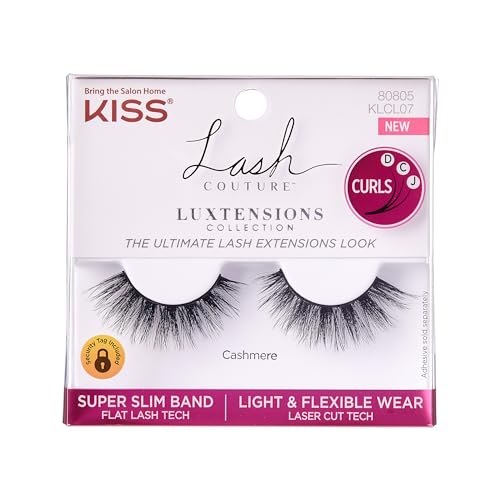 KISS Lash Couture LuXtensions, False Eyelashes, Strip 07', 14 mm, Includes 1 Pair of False Eyelashes. Adhesive not included., Contact Lens Friendly, Easy to Apply, Reusable Strip Lashes - Cashmere