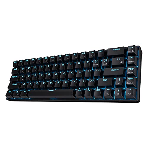 RK ROYAL KLUDGE RK68 Wireless Hot Swappable 65% Mechanical Keyboard, 68 Keys Compact BT5.0 Gaming Keyboard with Stand-Alone Arrow/Control Keys, Black, Quiet Red Switch - Hot-Swappable Red Switch - Black