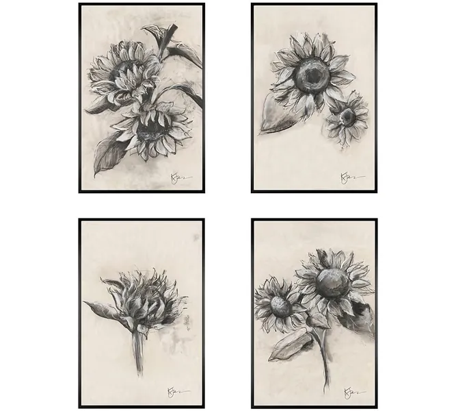 Charcoal Sunflower Sketch by The Artists Studio | Pottery Barn