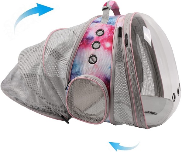 Dual Expandable Cat Backpack Carrier, Fit up to 20 lbs, Printed Artwork with Removable Bubble Expandable Pet Carrier Backpack for Large Fat Cat and Small Puppy