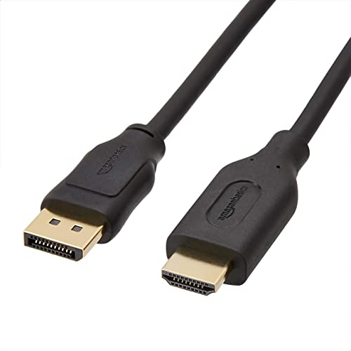 Amazon Basics 5-Pack DisplayPort to HDMI Display Cable, Uni-Directional, 4K@30Hz, 1920x1200, 1080p, Gold-Plated Plugs, 10 Foot, Black - 5-Pack - 10 Feet