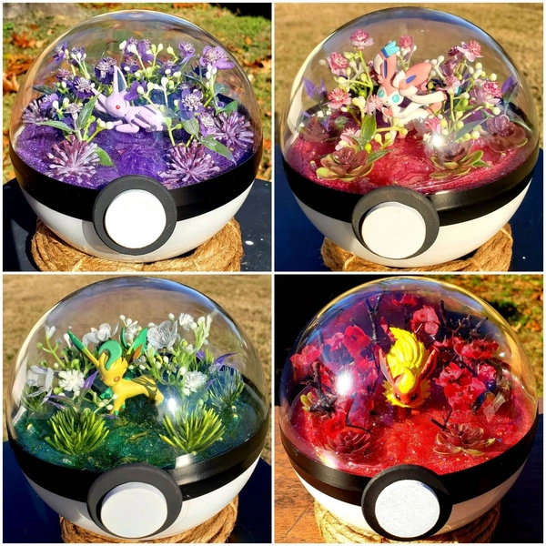 Pokemon Terrarium Extra Large / Espeon / Pokeball / Diorama / Gift / Leafeon / Sylveon / Birthday / Christmas / Flareon / Art / Anime / Love
