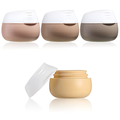 TSA Approved Travel Size Containers for Toiletries, Gemice Silicone Jars, Leak-proof Travel Accessories with Lid for Cosmetic Makeup Face Body Hand Cream (4 Pieces) (Apricot) - Apricot