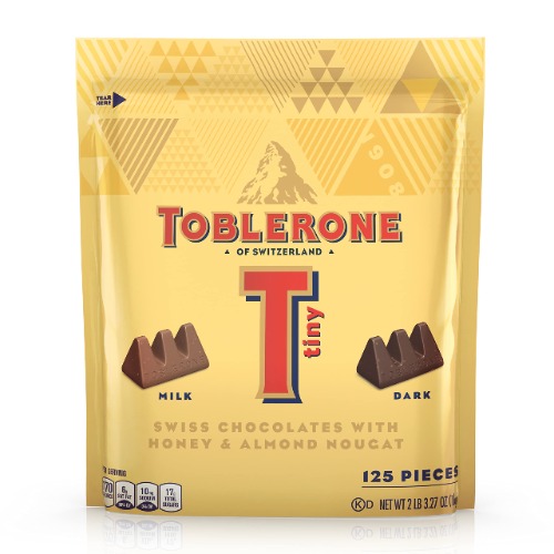 Toblerone Tiny Swiss Chocolate Candy Bars with Honey & Almond Nougat, Dark Chocolate, Milk Chocolate