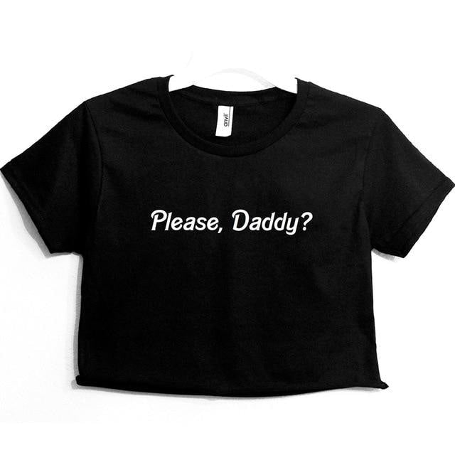 Please Daddy Crop Top - Black / S