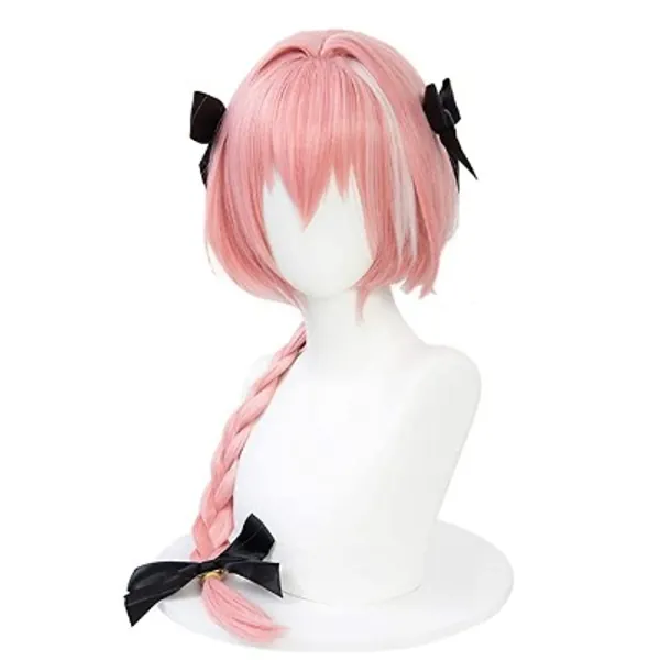Amazon.com : SL Wig for Astolfo Cosplay Women's Pink Braided Hair Wig with Pigtails Ponytail for Girls + Cap : Beauty & Personal Care