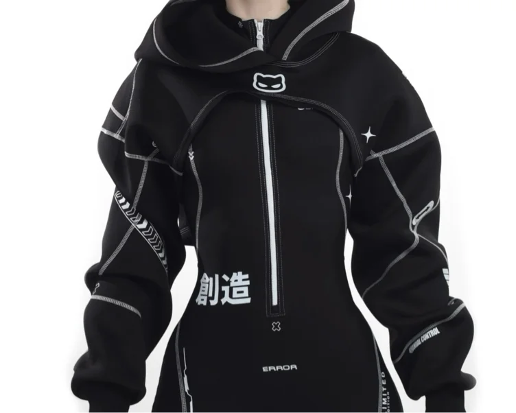 Cyber Black Cropped Jacket - Moruhiko