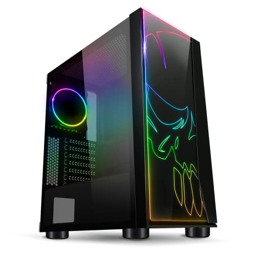 SPIRIT OF GAMER - Boitier PC Gamer RGB Ghost One - Façade et Paroi en Verre Trempé - 60 Modes de Rétroéclairage - 2 Ventilateur Adressable 120mm Inclus - Compatible Aura/MSI Mystic/ASROCK - GHOST ONE