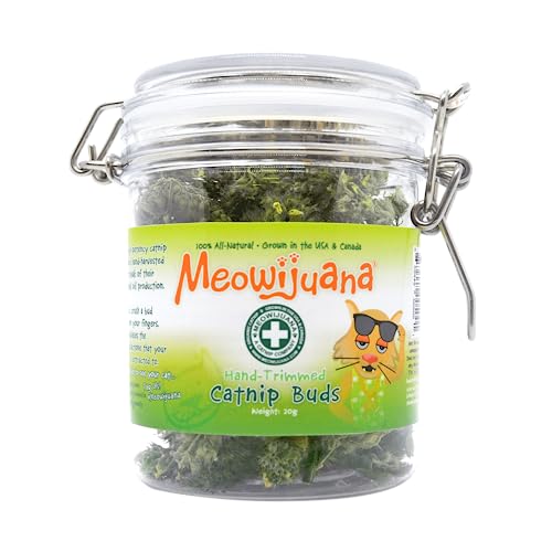 Meowijuana | Dried Premium Catnip Buds | Organic | High Potency Cat Treats | Perfect for Cat Toys | Grown In the USA | Feline and Cat Lover Approved - Meowijuana Catnip Buds