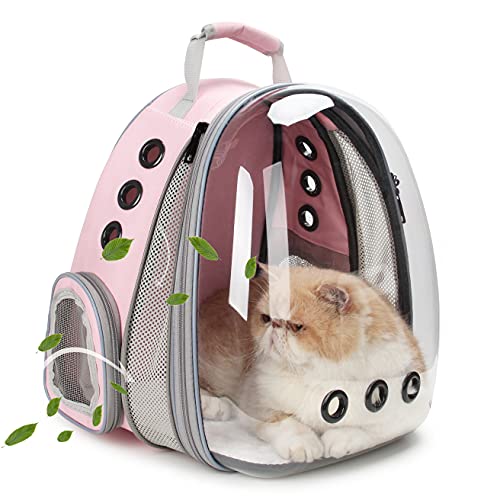 Lollimeow Bubble Expandable Cat Backpack Pet Travel Carrier for Cats and Dogs (Pink-Front Expandable) - Front Expandable-Pink