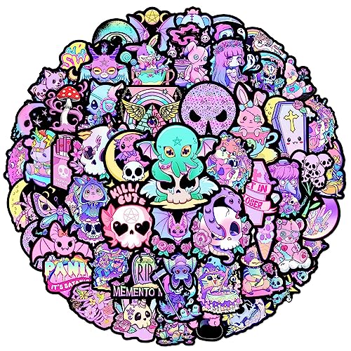 Cute Goth Stickers for Kids, 50PCS Waterproof Vinyl Stickers for Water Bottles, Notebooks, Laptops, Phone Cases, Decorative Gifts for Teen Girls