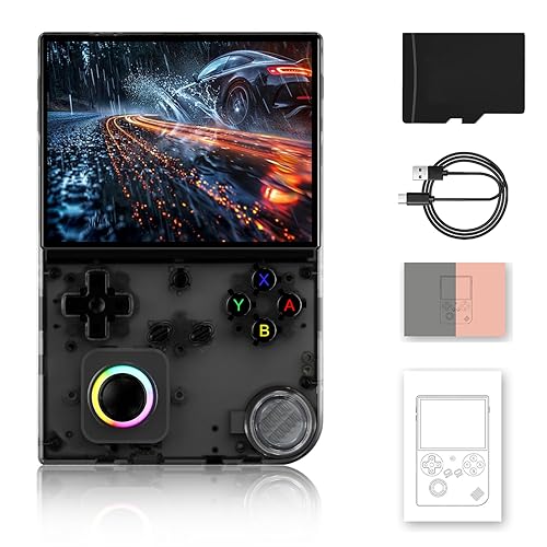 RG40XX V Handheld Game Console,4.0 Inch IPS Screen with 16 Colors RGB Colorful Light Control Joystick,Linux System Games Consoles,Built-in 64GB Card,Support TV Output Casual Game Console(Black) - 64G-Black