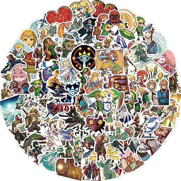 100pcs The Legend of Zelda: Breath of The Wild and Tears of The Kingdom Stickers Cartoon Cool Game Waterproof Stickers Car Bicycle Suitcase Computer Water Bottle Mobile Phone Stickers (LZ) - LZ