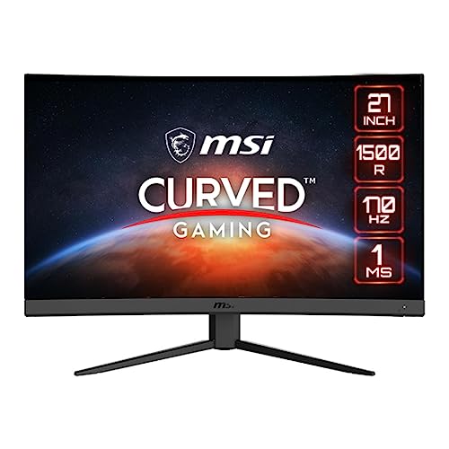 MSI G27CQ4 E2, 27" 1500R Curved Gaming Monitor, 2560x1440 (WQHD), VA, 170Hz, 1ms, FreeSync Premium, HDMI, DisplayPort, Height Adjustable