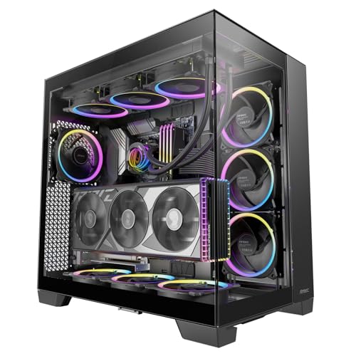 Antec C8, Fans not Included, RTX 40 Compatible, Dual-Chamber, tooless Design, Type-C, 360mm Radiator Support, Seamless Tempered Glass Front & Side Panels, High Airflow Full-Tower E-ATX PC Case - C8