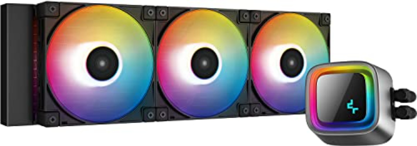 DeepCool LS720 360mm AIO 300w TDP 4th Gen Dual Chamber Pump 360mm Liquid Cooler Anti-Leak Aura SYNC ARGB PWM Fan 85.85CFM Airflow with Customizable Infinity Mirror LGA1700/1200/1151/1150 AMD AM4/AM5 - LS720