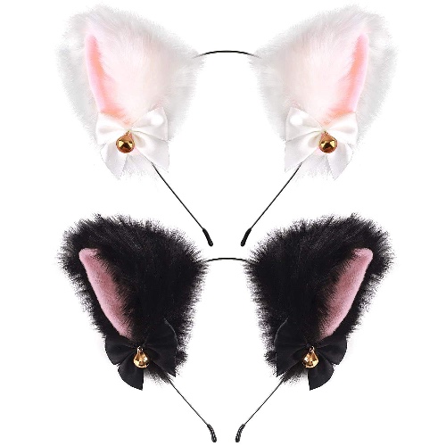 Cosplay Girl Plush Furry Cat Ears Headband Headwear Accessory Prop for Cam Girl Party