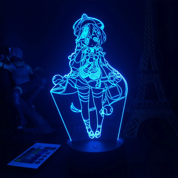 Qiqi Gesnhin Impact Desktop Night Light Genshin Qiqi Zombie LED Lamp - A