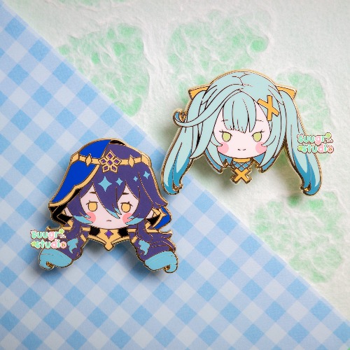 Genshin Impact Sumeru Layla & Faruzan Hard Enamel Pin - Set of Both / [B Grade] / Locking Clasps