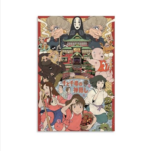 Anime Movie Poster Spirited Away Poster Prints For Walls Miyazaki's Anime Wall Art For Room Aesthetic Unframe-style 12x18inch(30x45cm) - Unframe-style - 12x18inch(30x45cm)