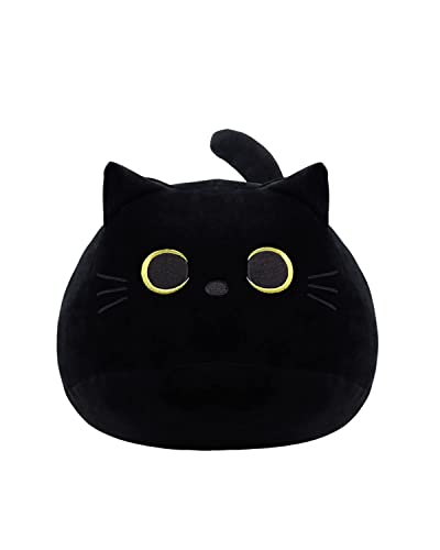 iBccly Black Cat Plush Toy: Soft, Stuffed Animal Pillow, Baby Sofa Decoration, Cat-shaped Design - Black