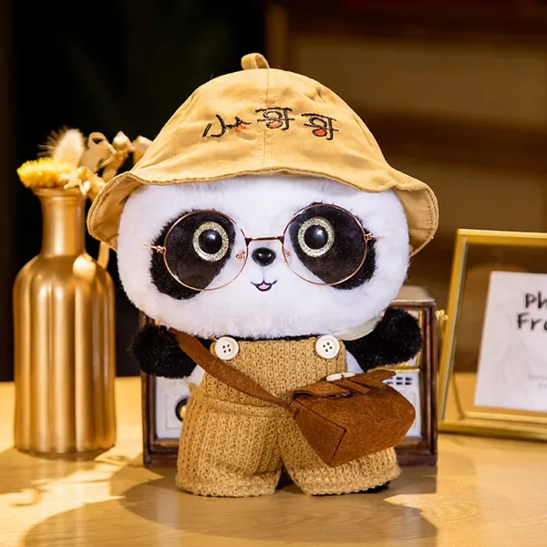 ANKANGTOY Lorbi Panda Stuffed Animal Cute Panda Bear Plush Toy DIY Accessories Doll Panda Gifts for Girls 10.5’’ (Brown) - Brown