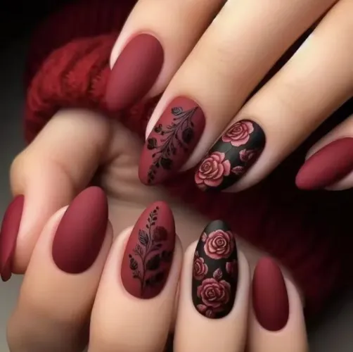24Pcs Autumn Winter Matte Almond Press-On Nails