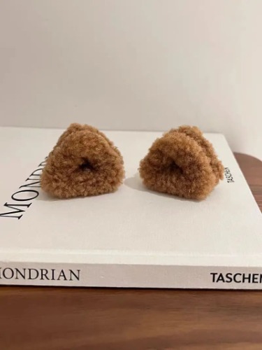 Cozy Cute Bear Plushie Brown Teddy Ear Hair Clips - coffee